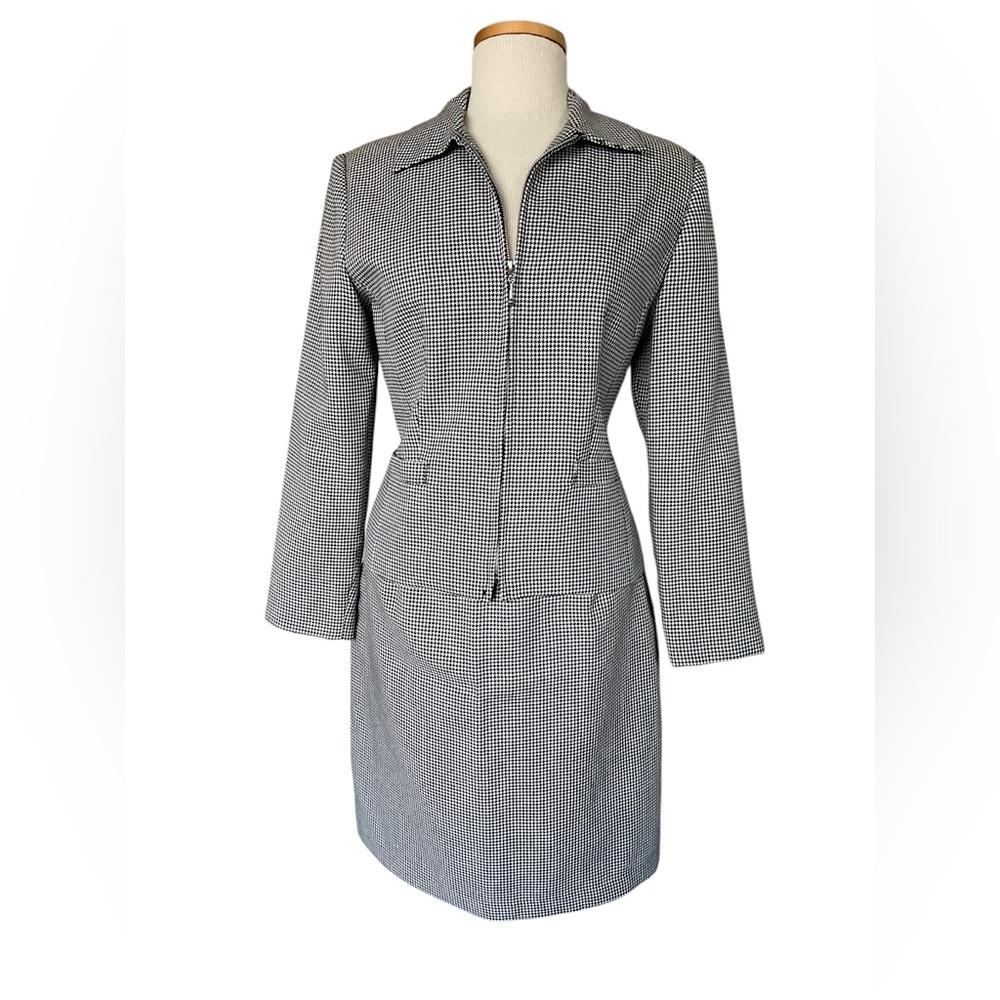 90s Jessica Houndstooth 2 Piece suit Black and White